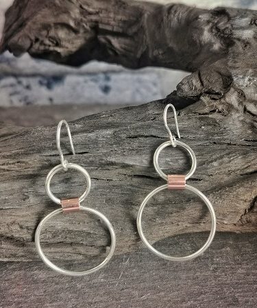 earrings on bog oak - handmade hoop earrings