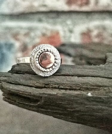 ring on bog oak - handmade circle ring