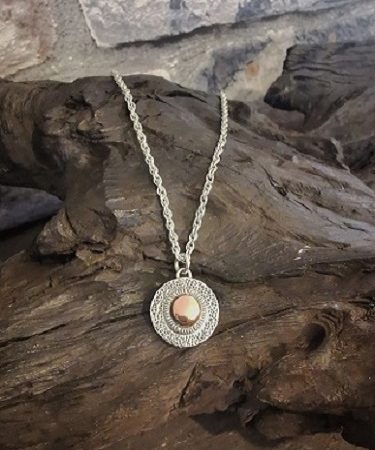 necklace on bog oak - handmade circle necklace