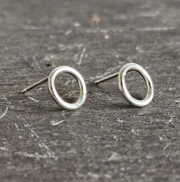 stud earrings on black slate- minimal circle stud earrings