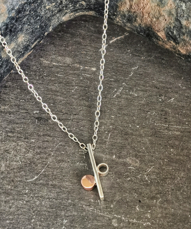 sterling silver copper mixed metals geometric circle handmade neclace sterling silver chain - geometric necklace