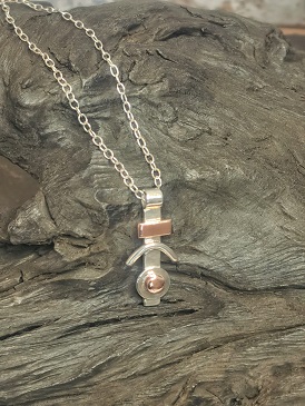 necklace on bog oak- handmade geometric necklace