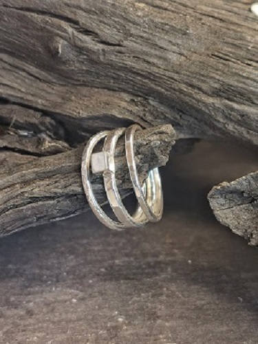 rings on bog oak - stackable handmade rings