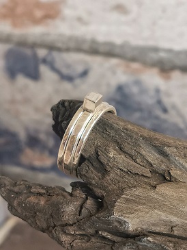 rings on bog oak- stackable handmade rings