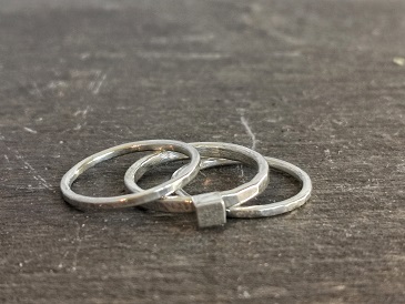 rings on black slate- stackable handmade rings