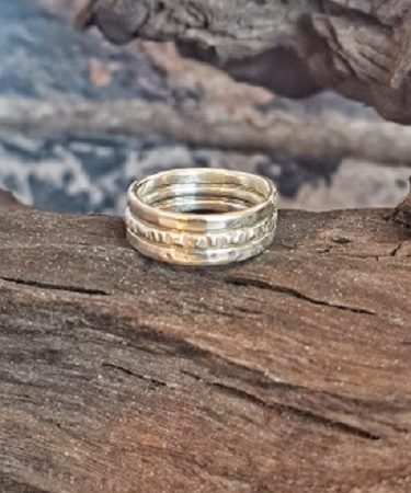rings on bog oak - handmade stackable ring