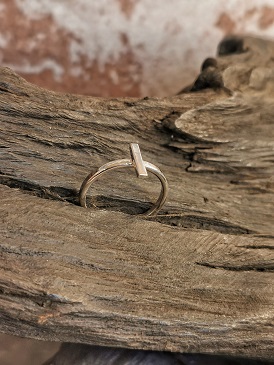 ring displayed on bog oak - funky handmade ring