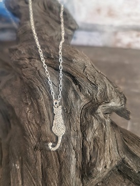 necklace on bog oak- cat necklace