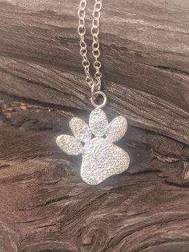 necklace on bog oak - dog paw necklace