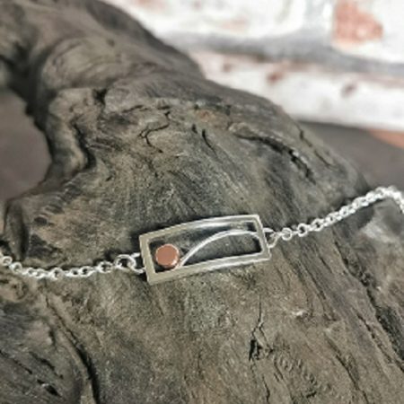 bracelet on bog oak - Sterling silver sunrise bracelet