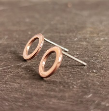 stud earrings on black slate - copper circle stud earrings