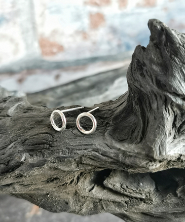 sterling silver circle geometric minimal hoop stud earrings - minimal circle stud earrings