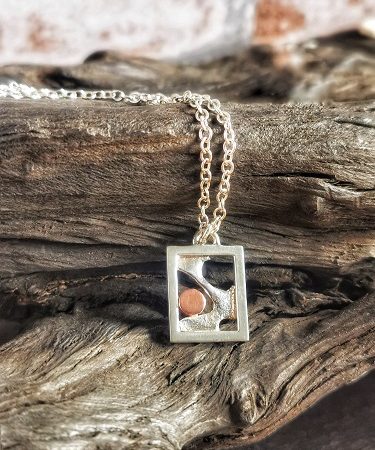 necklace on bog oak - morning skies sterling silver necklace