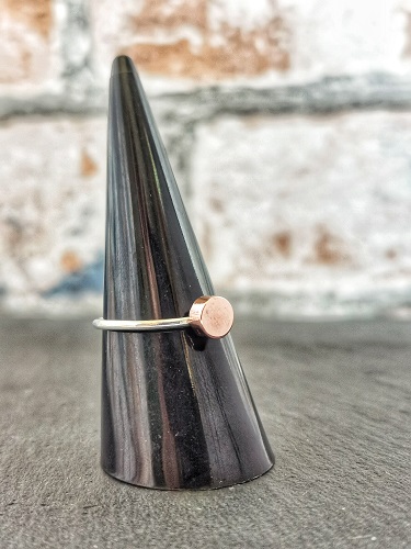 ring dislayed on plastic cone - serling silver minimal circle ring