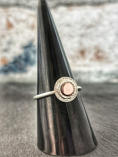 ring displayed on plastic cone - sterling silver concentric ring