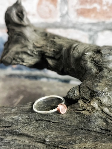 ring displayed on bog oak - sterling silver minimal circle ring