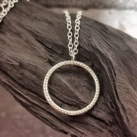 necklace on bog oakl - sterling silver circle necklace