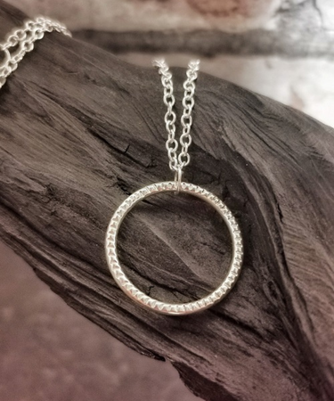 sterling silver handmade circle geometric necklace , sterling silver chain , hoop - sterling silver circle necklace