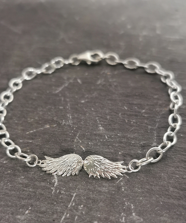 angel wings, sterling silver , bracelet , sterling silver bracelet , handmade bracelet, sterling silver handmade bracelet - sterling silver angel wings bracelet
