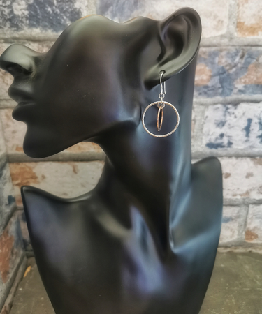 sterling silver hoop, copper hoop, doucble hoop, handmade , classic , funky , fashion - sterling silver and copper double hoop earrings