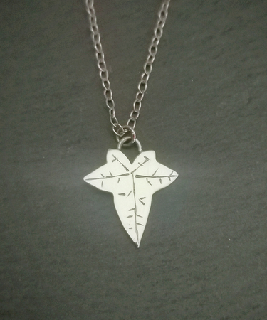 sterling silver handmade ivy leaf necklace - sterling silver ivy necklace