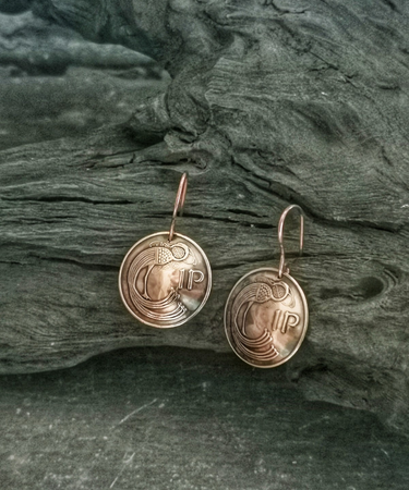 old irish penny patina dapped handmade earrings - penny coin earrings