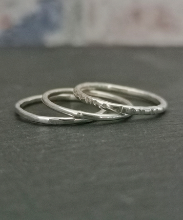 stacking sterling silver 3 hand textured rings - stacking hand textured sterling silver ring