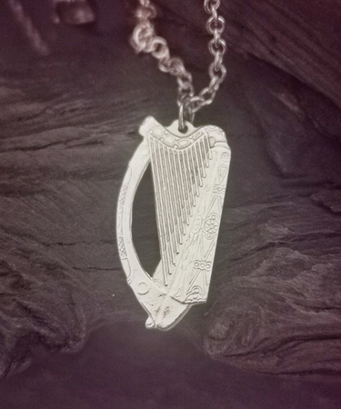 irish punt coin old irish money harp handmade necklace - irish punt coin harp necklace