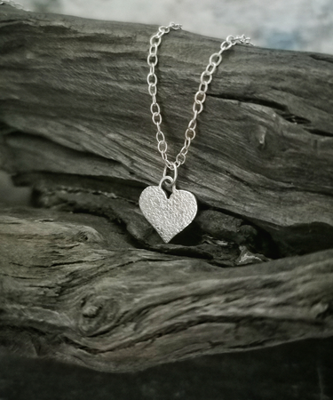 handmade sterling silver heart necklace - sterling silver textured heart necklace