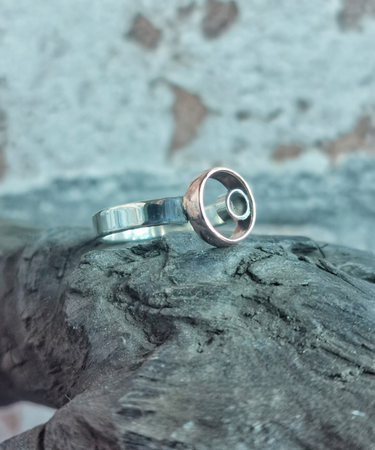 sterling silver and copper double circle handmade - sterling silver and copper circle handmade ring