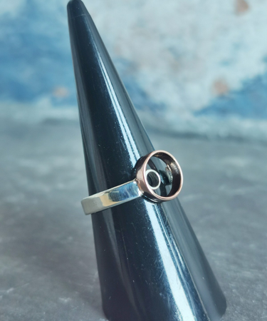 sterling silver and copper double circle handmade - sterling silver and copper circle handmade ring