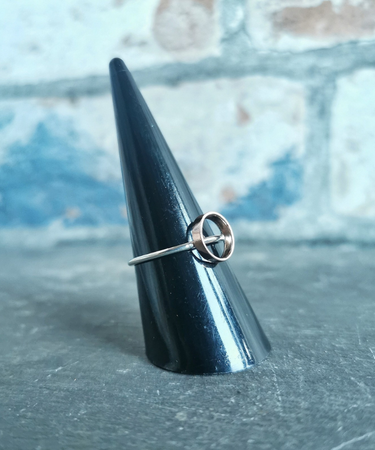 sterling silver and copper cirlce pipe handmade ring - sterling silver and copper handmade pipe ring