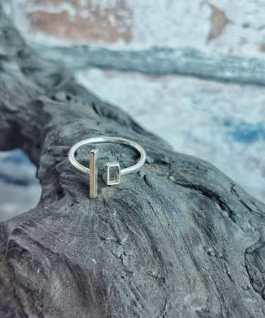 sterling silver open geometric handmade ring - sterling silver geometric adjustable ring