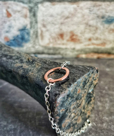 sterling silver and copper circle handmade bracelet - sterling silver and copper cirlce bracelet