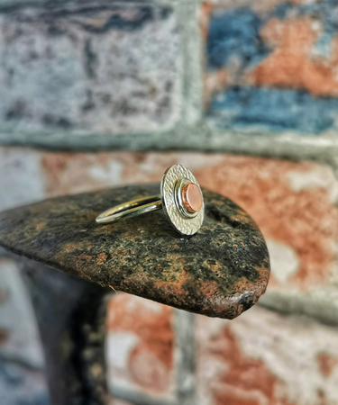 sterling silver and copper concentric cirlce textured handmade ring - sterling silver and copper concentric circle ring