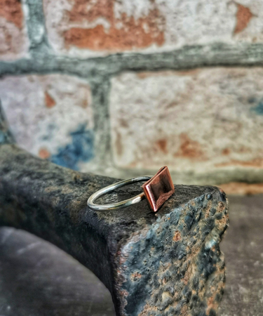 sterling silver and copper pipe handmade ring - sterling silver and copper pipe ring