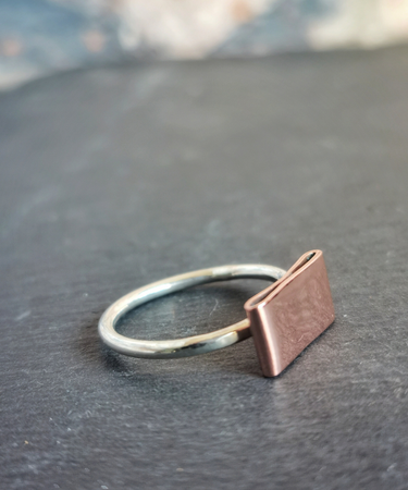 sterling silver and copper pipe handmade ring - sterling silver and copper pipe ring