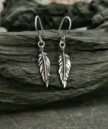 Handmade sterling silver feather earrings - sterling silver feather earrings