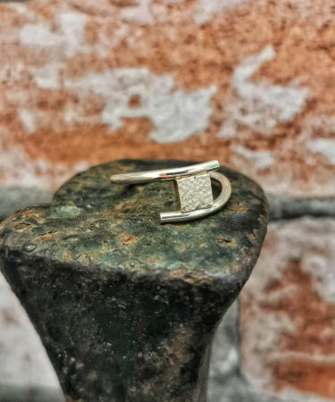 Sterling Silver Square Geometric handmade textured ring - Sterling Silver Handmade Square ring