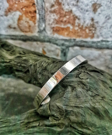 Sterling Silver Handmade Textured Bangle - Sterling Silver Handmade Bangle