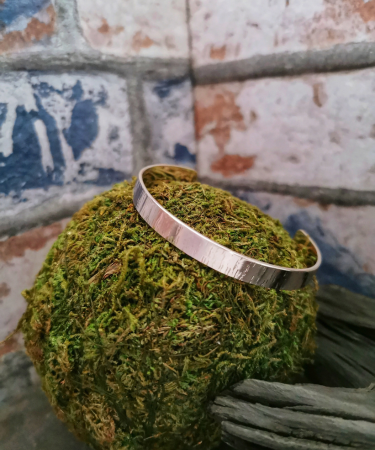 Sterling Silver Handmade Textured Bangle - Sterling Silver Handmade Bangle
