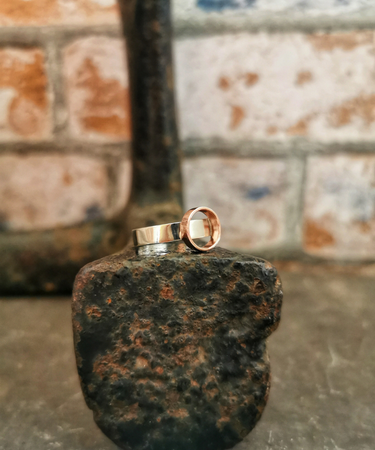 Sterling Silver and Copper recycled Copper pipe minimal handmade ring - recycled Copper pipe Sterling Silver ring