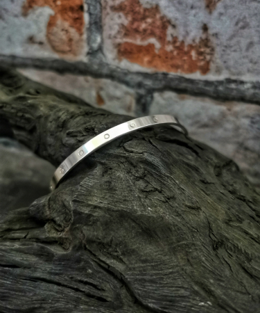 Sterling Silver hand textured circle bangle - Sterling Silver Circle Bangle