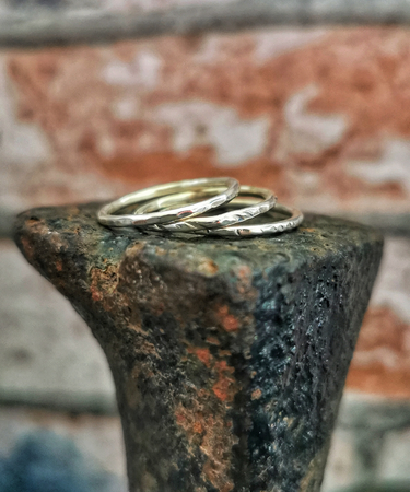 Sterling Silver textured handmade Stacking Rings - Handmade Sterling Silver Stacking Rings
