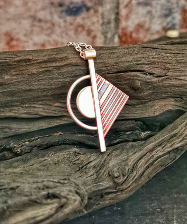 Sterling Silver and Copper geometric handmade statement necklace - Triangle Statement Necklace