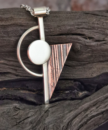 Sterling Silver and Copper Statement handmade geometric necklace - Sterling Silver and Copper statement necklace