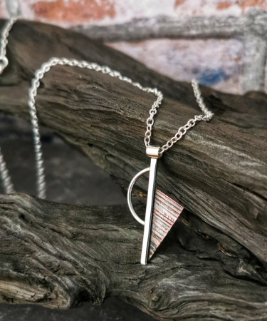 Sterling Silver and Copper geometric handmade statement necklace - Triangle Geometric Necklace