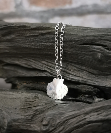 Sterling Silver handmade scallop shell nature inspired necklace -Scallop Shell Sterling Silver Necklace