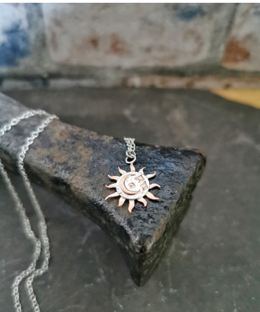 Sterling Silver and Copper handmade Sun,Star and Moon necklace - Sun, Star and Moon necklace