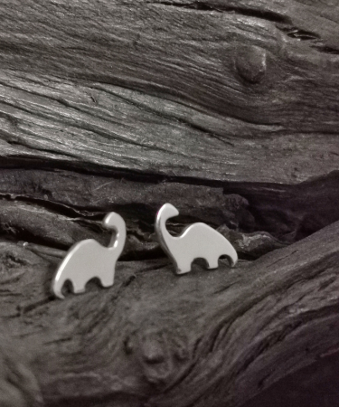 Sterling Silver handmade minimal Dinosaur stud earrings - Sterling Silver Dinosaur Stud Earrings